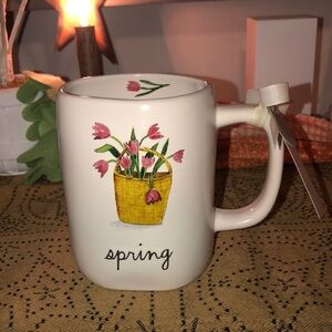 Rae Dunn SPRING Mug (Basket of Tulips/Tulip on Inside Lip)